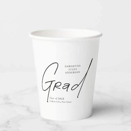 Modern Grad Script Typography Graduation 紙コップ (裏面)
