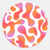 Modern Gradient Blobs Pattern in Pink and Orange ラウンドシール (正面)