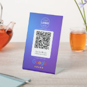 Modern Gradient Blue Purple Google Review QR Code 台座サイン (インサイチュ)