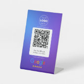 Modern Gradient Blue Purple Google Review QR Code 台座サイン (正面)