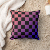 Modern Gradient Purple Pink Checkerboard  クッション (ブランケット)