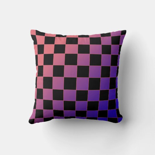 Modern Gradient Purple Pink Checkerboard  クッション (裏面)