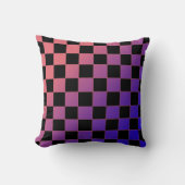Modern Gradient Purple Pink Checkerboard  クッション (正面)