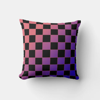 Modern Gradient Purple Pink Checkerboard  クッション