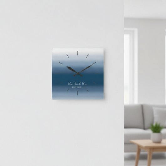 Modern Gradient Wall Clock - Home Sweet Home スクエア壁時計