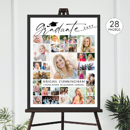 Modern Graduate 28 Photo Collage Party Display ポスター