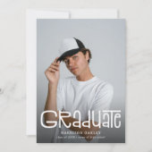 Modern Graduate 4 Photo Collage Graduation Party  招待状 (正面)