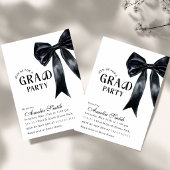 Modern Graduate Black Bow minimal Graduation party 招待状