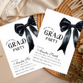 Modern Graduate Black Bow minimal Graduation party 招待状