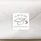 Modern Graduate Cap Doodle Class of Graduation スクエアシール