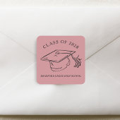 Modern Graduate Cap Doodle Class of Graduation スクエアシール