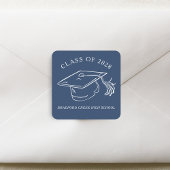 Modern Graduate Cap Doodle Class of Graduation スクエアシール