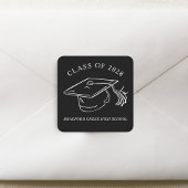 Modern Graduate Cap Doodle Class of Graduation スクエアシール