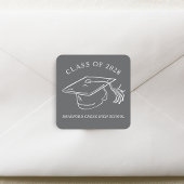 Modern Graduate Cap Doodle Class of Graduation スクエアシール