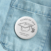 Modern Graduate Cap Doodle Class of Graduation 缶バッジ