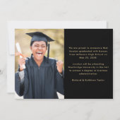 Modern Graduate Elegant Black 4 Photo Graduation 案内状 (裏面)