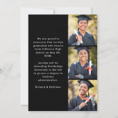 Modern Graduate Elegant Black 4 Photo Graduation 案内状 (裏面)