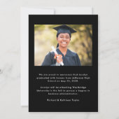 Modern Graduate Elegant Black Two Photo Graduation 案内状 (裏面)