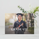 Modern Graduate Elegant Black Two Photo Graduation 案内状 (スタンド正面)