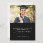 Modern Graduate Elegant Black Two Photo Graduation 案内状 (裏面)