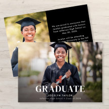 Modern Graduate Elegant Black Two Photo Graduation