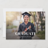 Modern Graduate Elegant Black Two Photo Graduation 案内状 (正面)