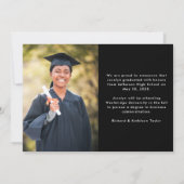 Modern Graduate Elegant Black Two Photo Graduation 案内状 (裏面)