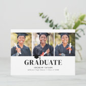 Modern Graduate Elegant White 4 Photo Graduation 案内状 (スタンド正面)