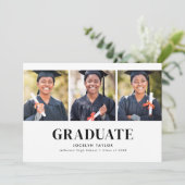 Modern Graduate Elegant White 4 Photo Graduation 案内状 (スタンド正面)