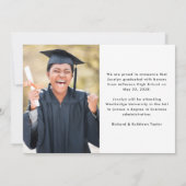 Modern Graduate Elegant White 4 Photo Graduation 案内状 (裏面)