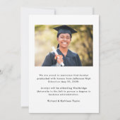 Modern Graduate Elegant White Two Photo Graduation 案内状 (裏面)