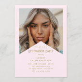 Modern Graduate Photo Graduation Party Pink Gold 招待状 (裏面)
