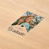 Modern Graduate Photo Graduation Party Ribbon アクリル招待状 (レイダウン)