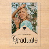 Modern Graduate Photo Graduation Party Ribbon アクリル招待状 (正面)