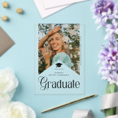 Modern Graduate Photo Graduation Party Ribbon アクリル招待状 (インサイチュ (ウェディング))