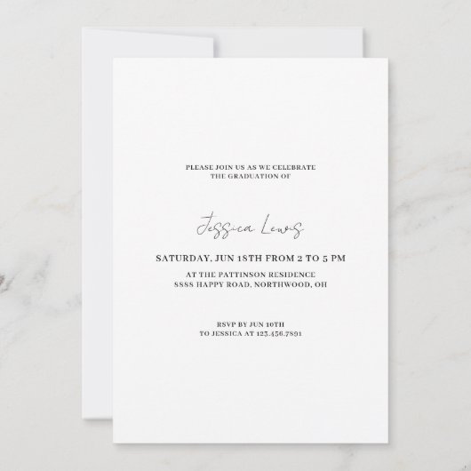 Modern Graduate Photos Graduation 招待状 (裏面)