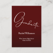 Modern Graduate Script Dark Maroon Party エンクロージャーカード (正面)