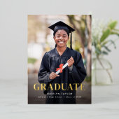 Modern Graduate Two Photo Graduation Announcement 箔招待状 (立ち正面)