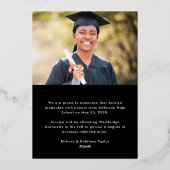 Modern Graduate Two Photo Graduation Announcement 箔招待状 (裏面)
