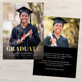 Modern Graduate Two Photo Graduation Announcement 箔招待状
