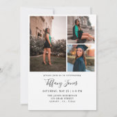 Modern Graduate White Script 4 Photos Graduation   招待状 (裏面)