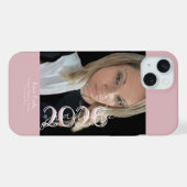 Modern Graduation 2026 Light Pink Photo Magnet iPhoneケース (裏面横)