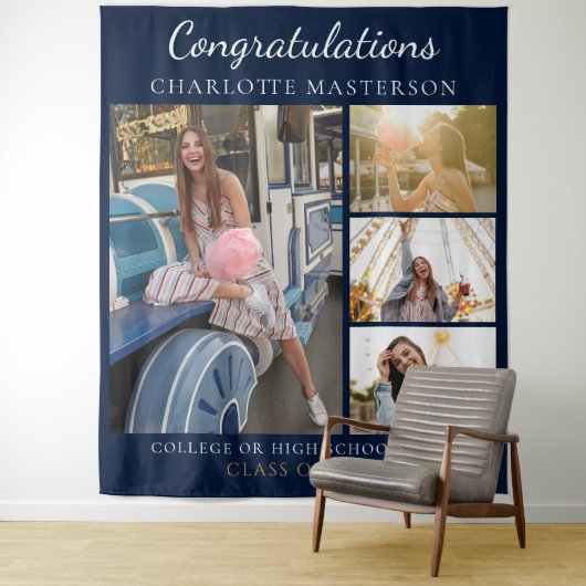 Modern Graduation 2026 Photo Collage Backdrop タペストリー (インサイチュ)