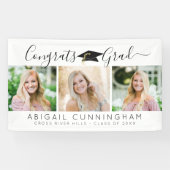 Modern Graduation 3 Photos Script White Black 横断幕 (横)