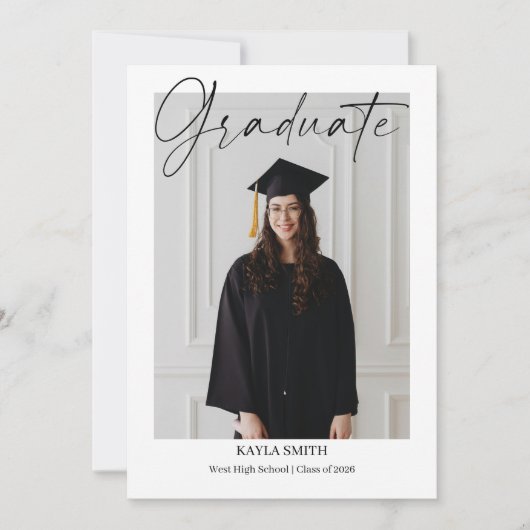 Modern Graduation Announcement Card Editable Photo 案内状 (正面)