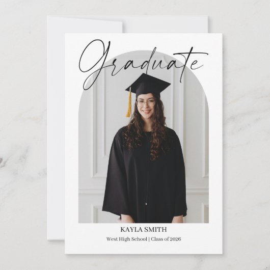 Modern Graduation Announcement Card Editable Photo 案内状 (正面)