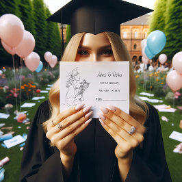 Modern Graduation Black & white line art graduate  エンクロージャーカード