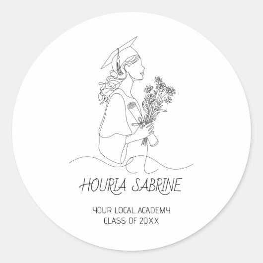 Modern Graduation Black & white line art graduate  ラウンドシール (正面)
