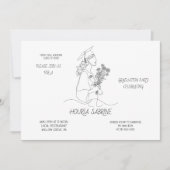 Modern Graduation Black & white line art graduate 招待状 (正面)