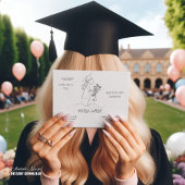 Modern Graduation Black & white line art graduate 招待状